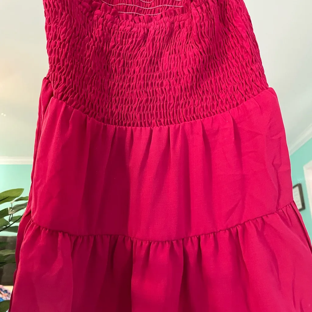Paper‎ Crane Smocked Tiered Cami Top Blouse Hot Pink Spaghetti Strap - Image 6