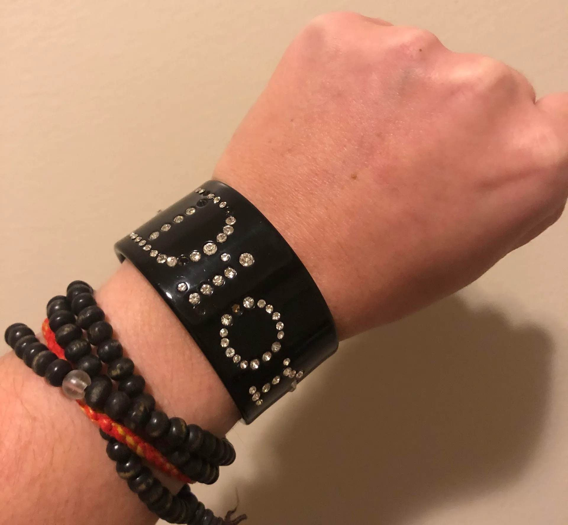 Christian Dior Vintage DIOR Black Lucite Swarovski Cuff  - Image 2