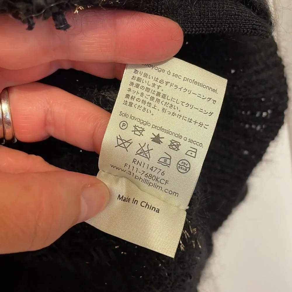 3.1 Philip Lim Black & Gold Metallic Stripe Cardigan - Image 8