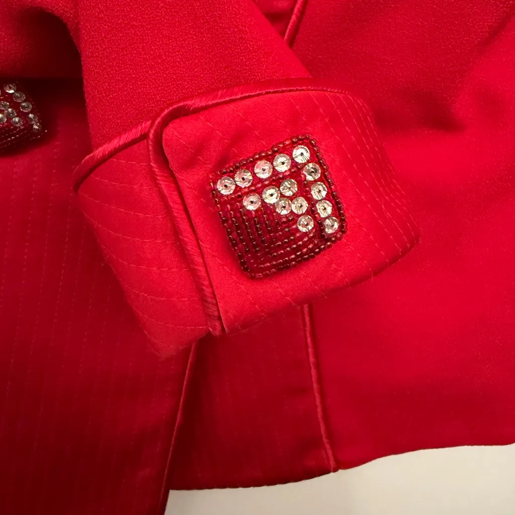 Nolan Miller Women’s Vintage Red Jacket Blazer 80s Long Sleeve Size 4 - Image 7