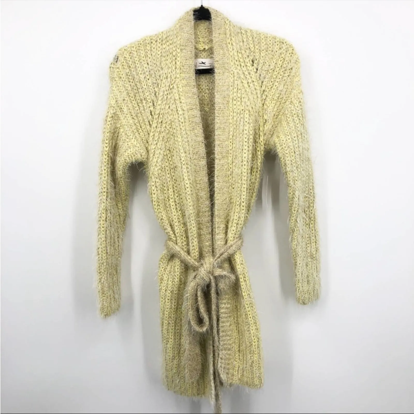 Anthropologie Yellow Larkin Shimmer Belted Cardigan Small Long Sleeve NEW - Image 2