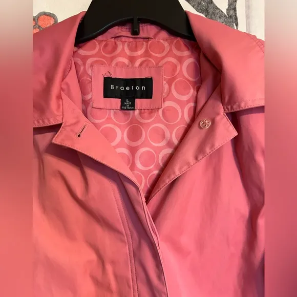 Fun Pink Raincoat with Hood to Keep you Warm, Dry & Happy on ☔️ Days Size L - Image 2