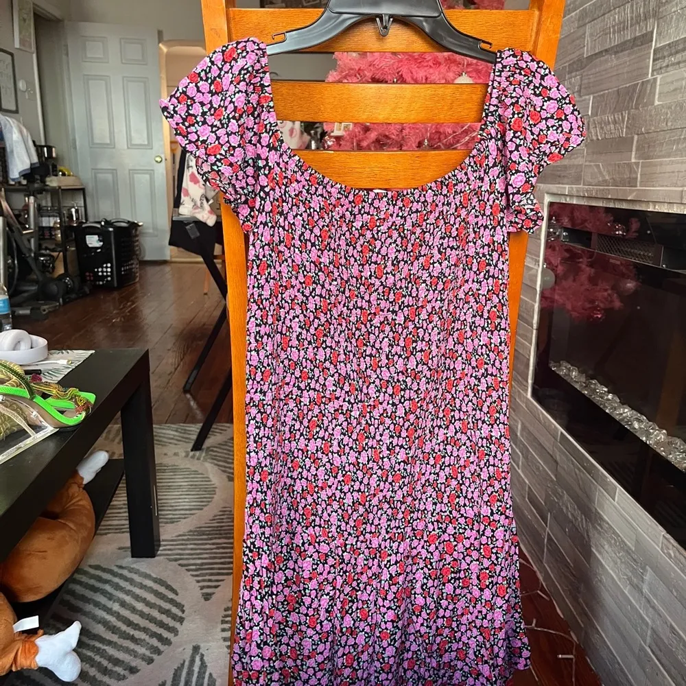 Lulus Floral Pink and Black Dress - Image 3