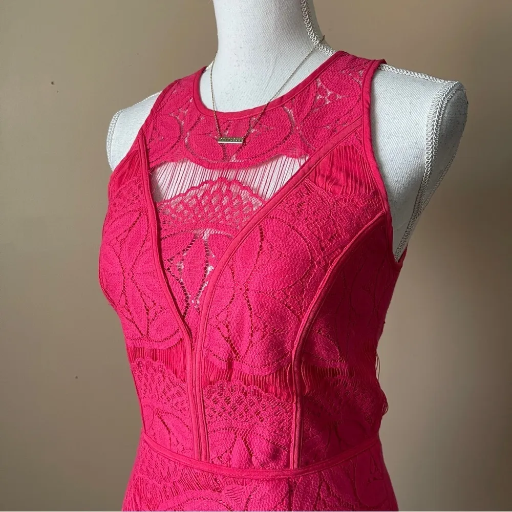 ADELYN RAE | Fuchsia Pink Lace Sleeveless Sheath Dress Sz S - Image 4