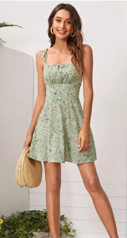 fashion green floral dress - Image 3