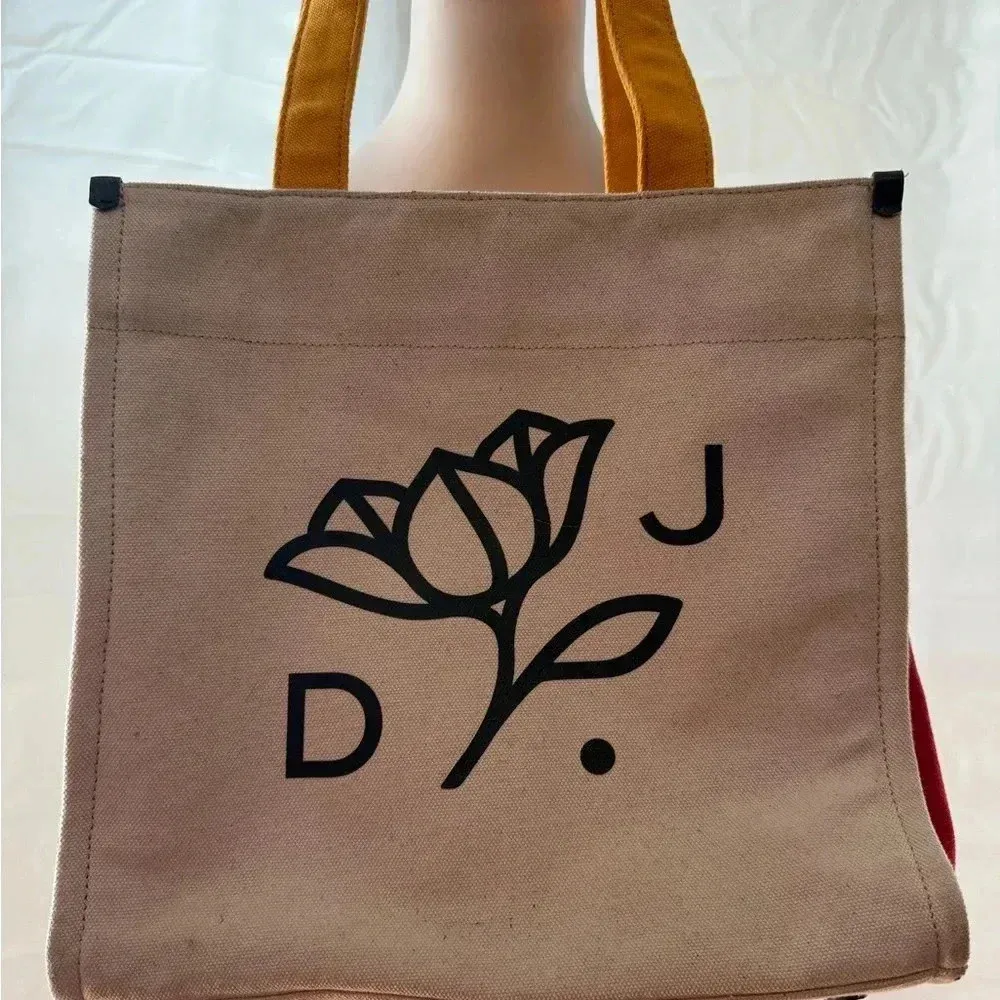Draper James Beige Tote Bag with Yellow Handles - Image 2