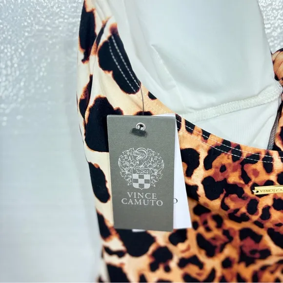 VINCE‎ CAMUTO $134 Leopard Print Knot tie front standard one piece swimsuit 10 M - Image 6
