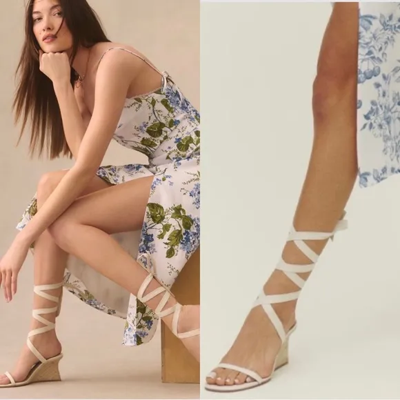 NEW REFORMATION Alessa Lace-up Espadrille Wedge Heels Sz 10 - Image 2