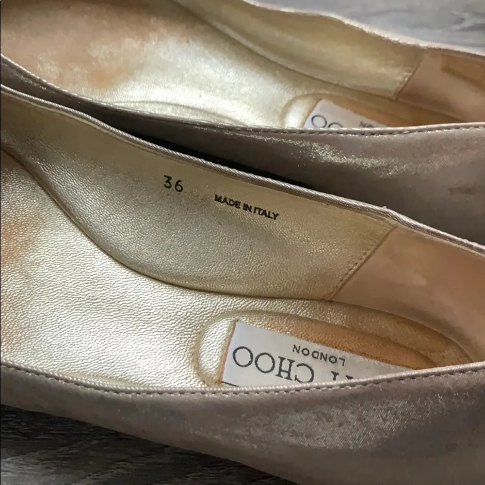 Jimmy Choo | Metallic Gold Ballet Flats Cap Toe 36 - Image 6