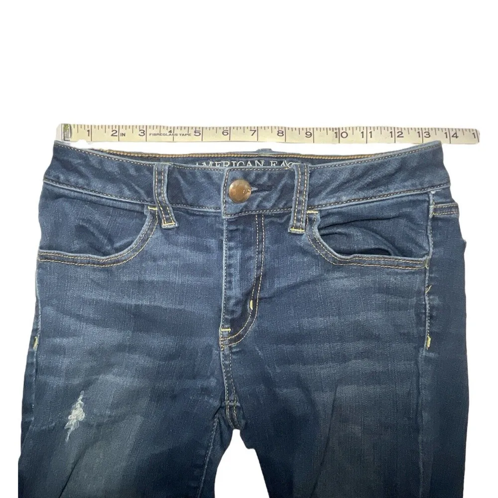 American Eagle Jeggings Womens Size 4 Long Jeans Super Stretch Denim Distressed - Image 8