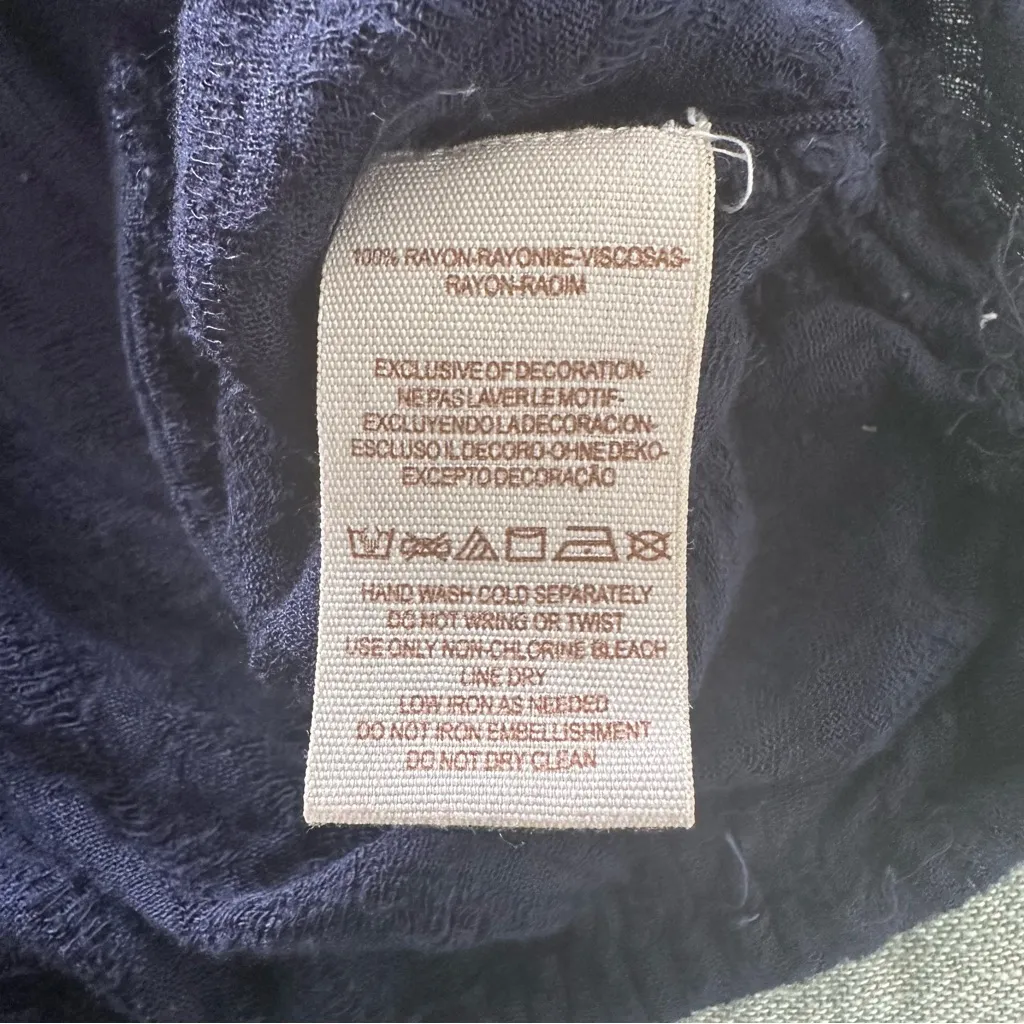 Free People Up And Away Embroidered Flowy Tie-Waist Blouse Size L - Image 5