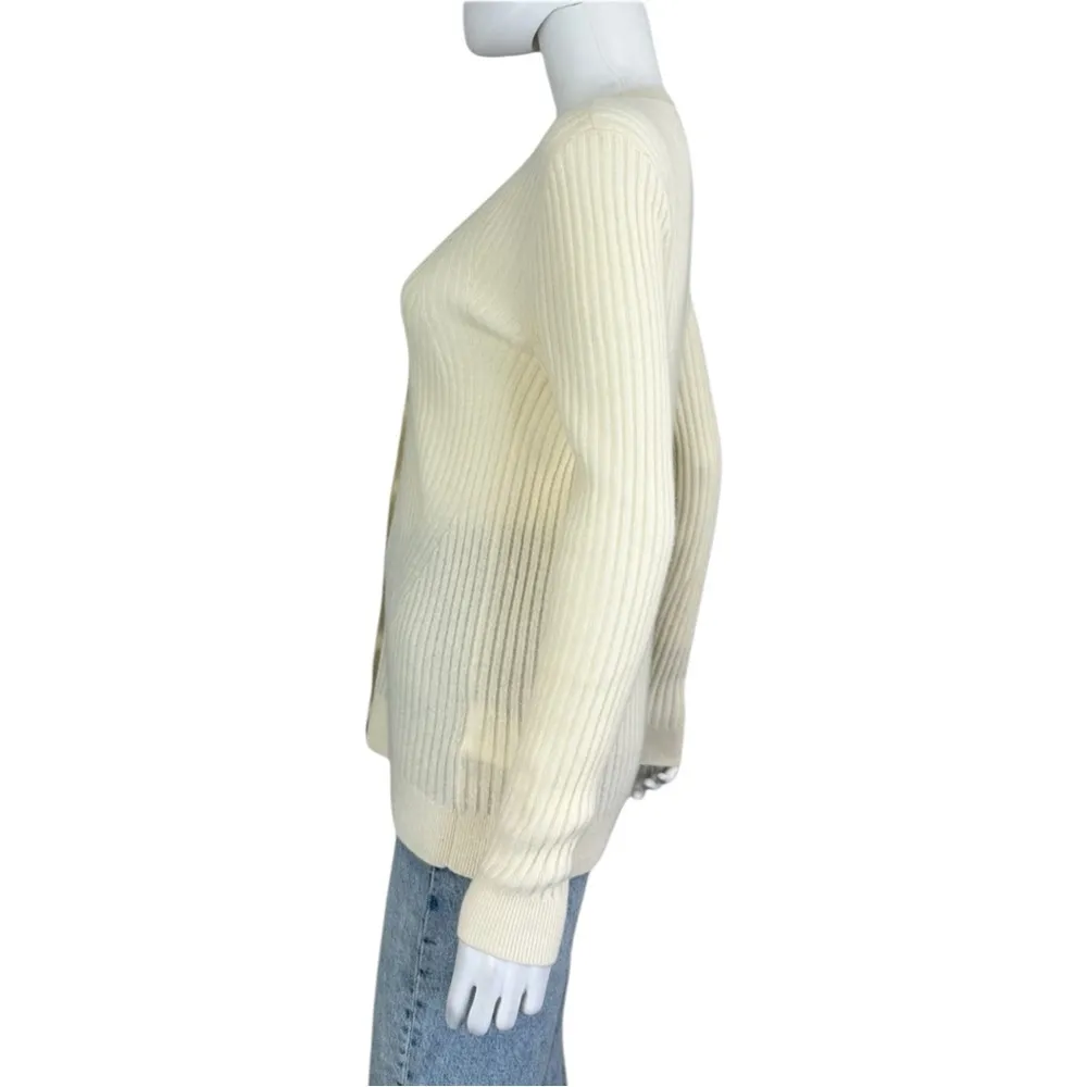 CLUB MONACO Cream Cashmere Sweater Cardigan Size L - Image 4