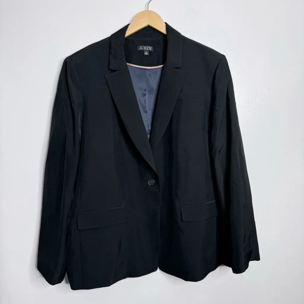 NEW J.‎ Crew Tuxedo Blazer In Drapey Viscose In Black SP24 Style BX801 Size 22 - Image 2