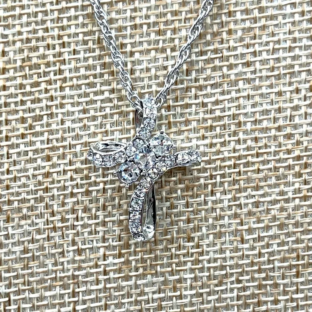 Charter Club Silver-Tone Cross CZ stones bright Religious Cross Christian - Image 8