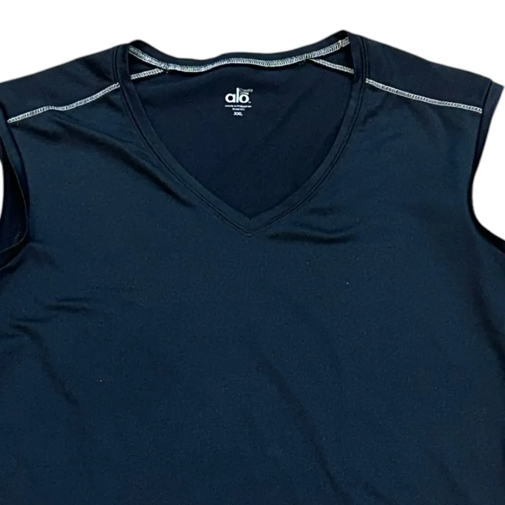 ALO Yoga Sleeveless CoolFit Athletic Tank Top‎ Black Workout Zipper Pocket XXL - Image 2