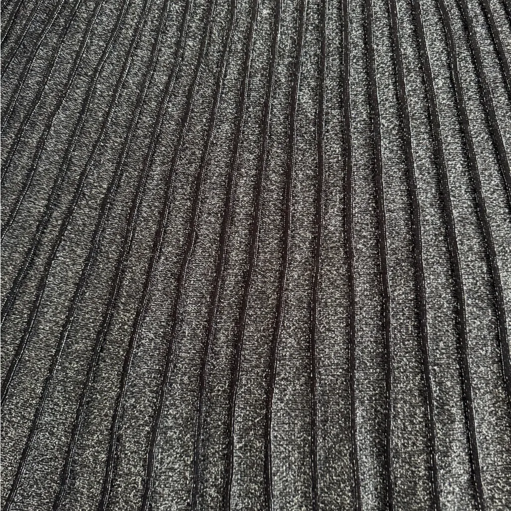 Elie Tahari Metallic Black pleated knit pull elastic waist on Midi Skirt, size L - Image 6