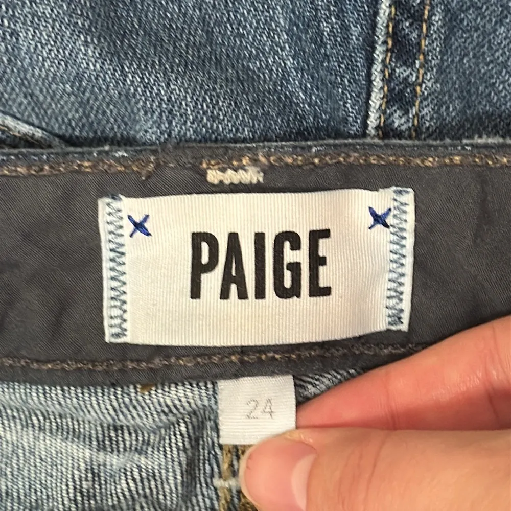 PAIGE Hoxton Ankle Peg Blue Distressed Skinny Jeans Beachwood Wash size 24 - Image 13