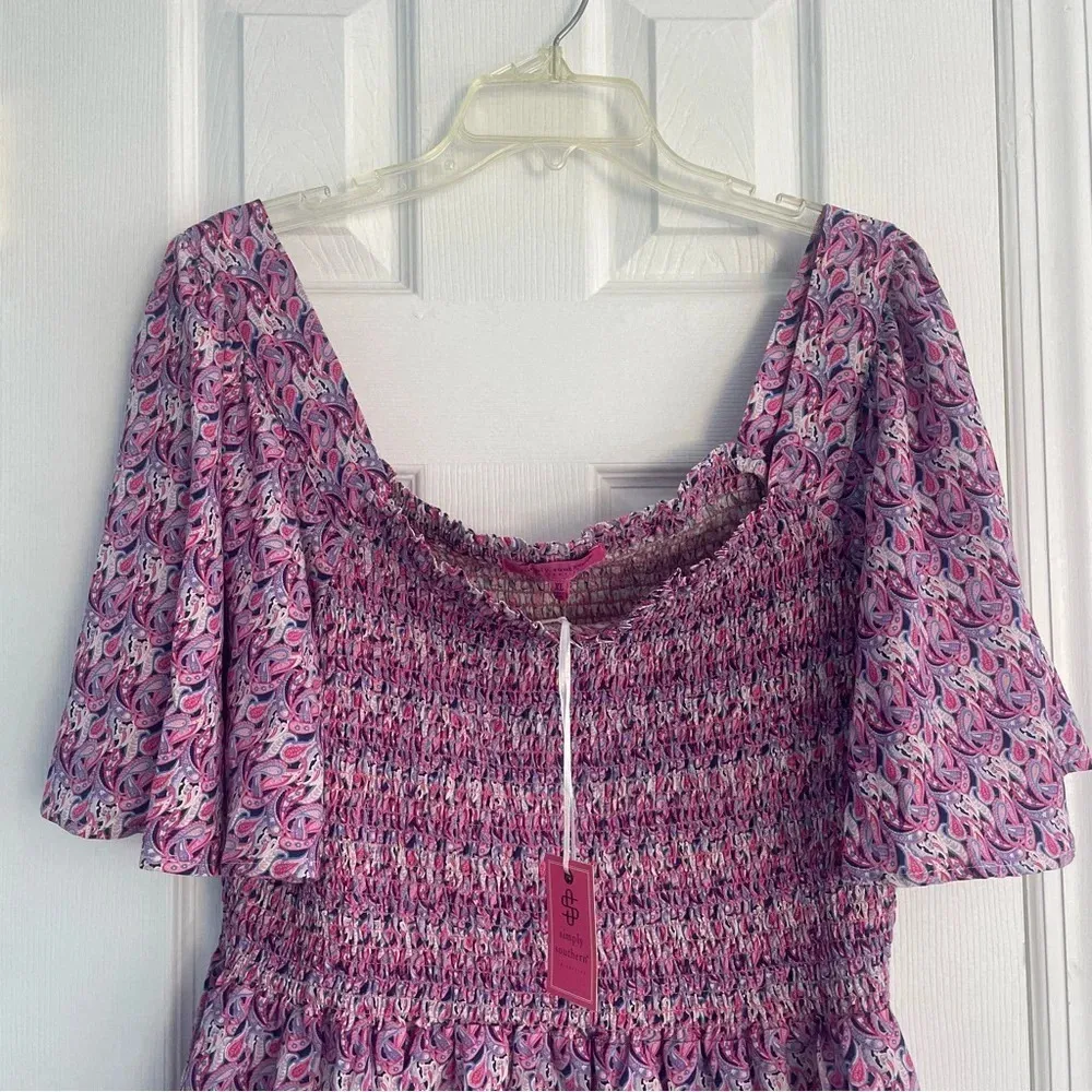 Simply Southern Women’s  Paisley Flared Patterned Purple and Pink Blouse Size XL - Image 2