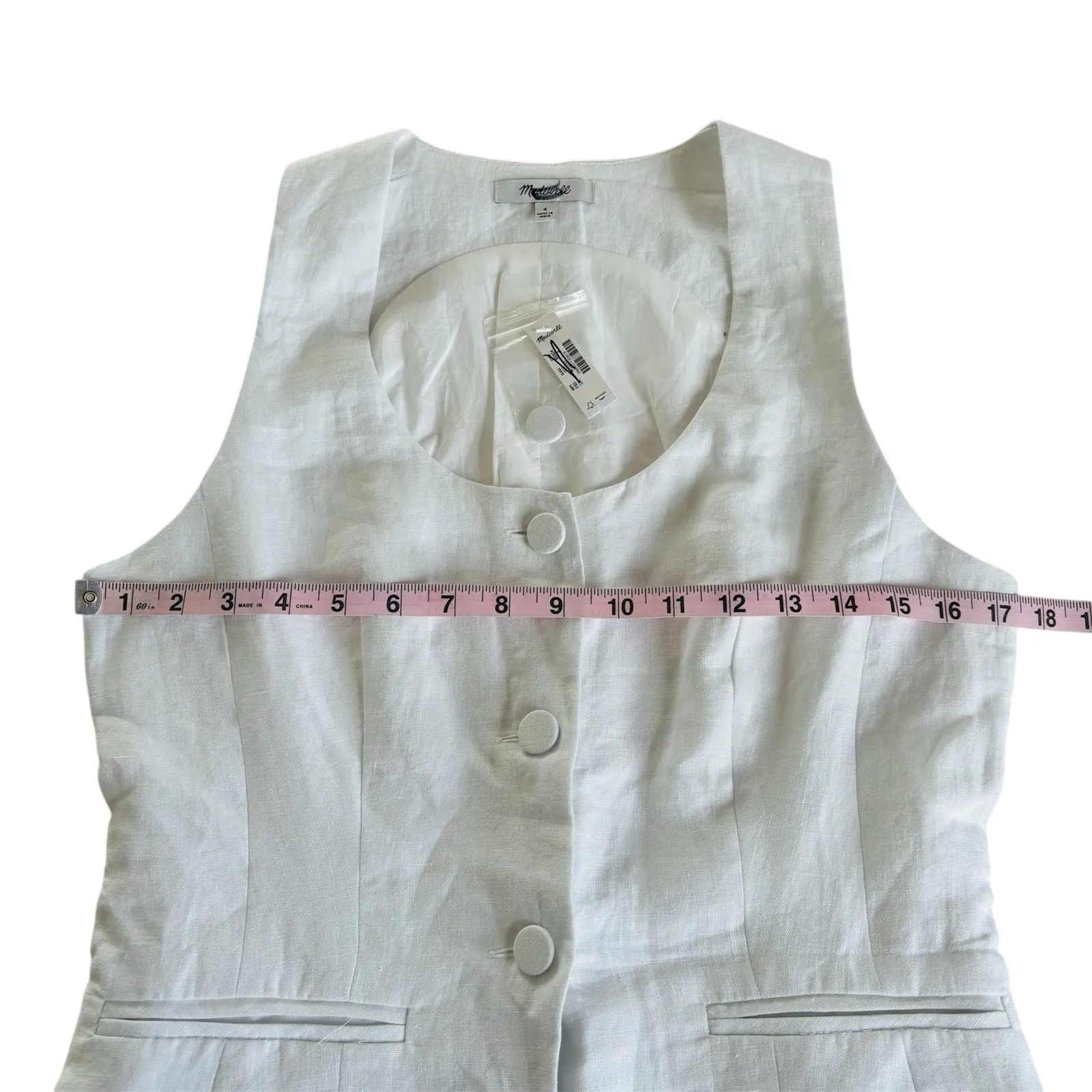 Madewell Scoopneck Cutaway Vest in Drapey Twill Salt White Women’s Size 4 NWT - Image 3