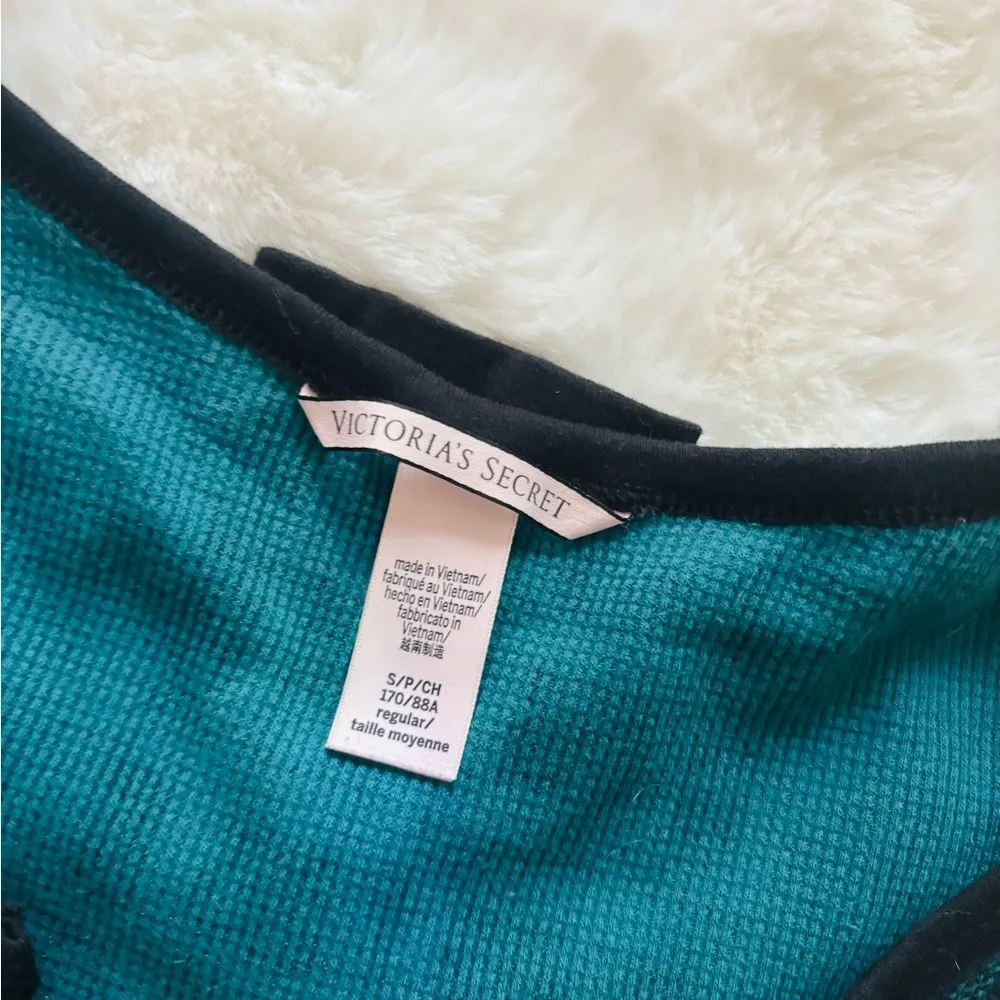 Victorias Secret Green Black Buffalo Plaid Thermal Pajamas Pjs Set ~ Small - Image 6