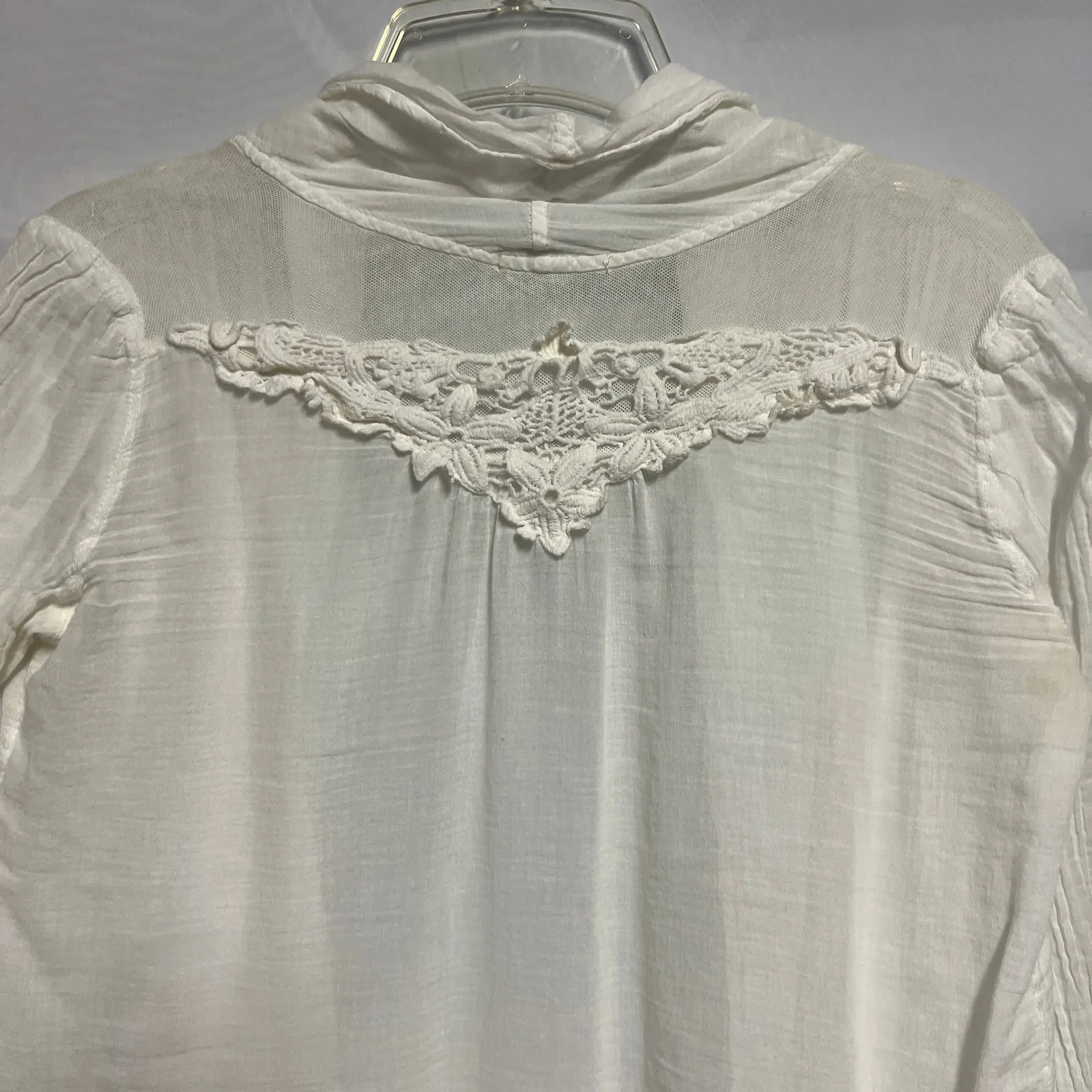 Promod White Gauzy Open Front Cardigan Size Small - Image 7