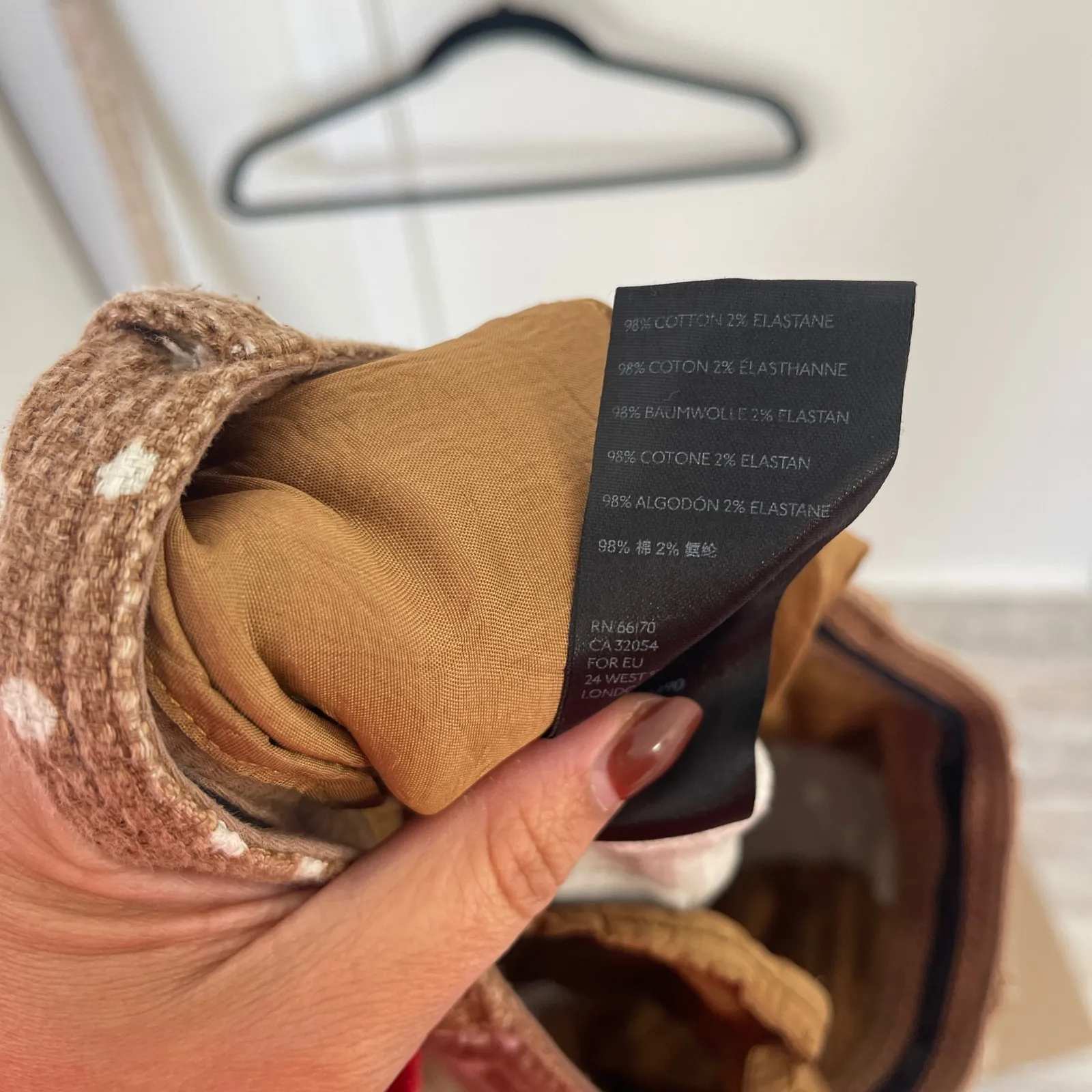 Anthropologie Essential Slim Polka Dot Brown Cotton Blend Pants Women's Size 0‎ - Image 4