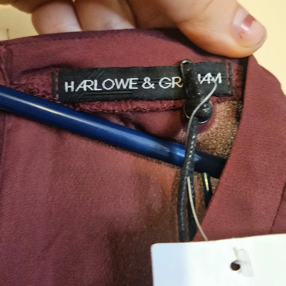 Nordstrom Harlowe & Graham Zinfandel Dark Plum Red Blouse Boho NEW NWT Medium - Image 4