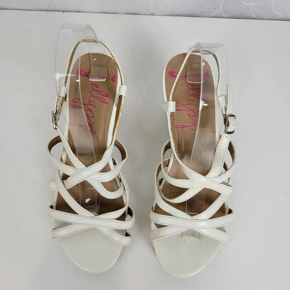 Jellypop Womens Sandals Size 7.5 White Poppins Strappy Wedge Platform Cork - Image 8