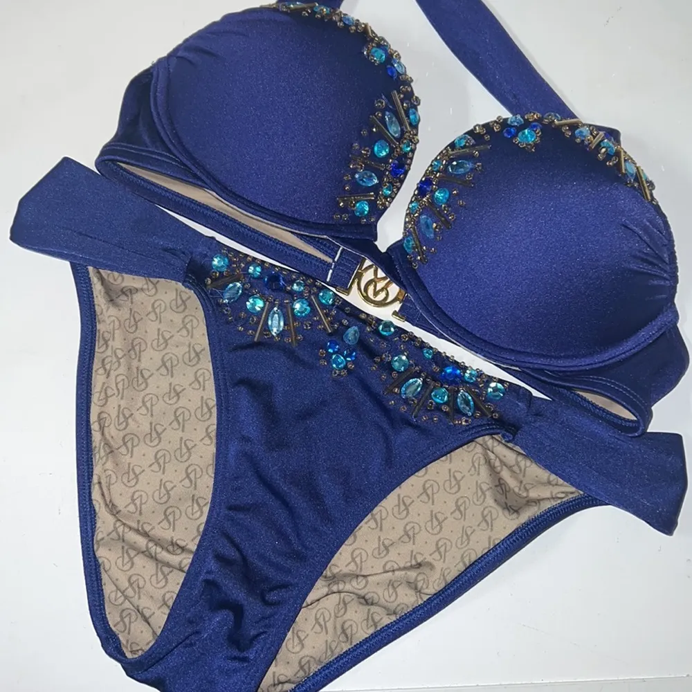 Victoria Secret Swim Bikini Set 32B Embellished Bombshell Push Up Adds RARE - Image 3