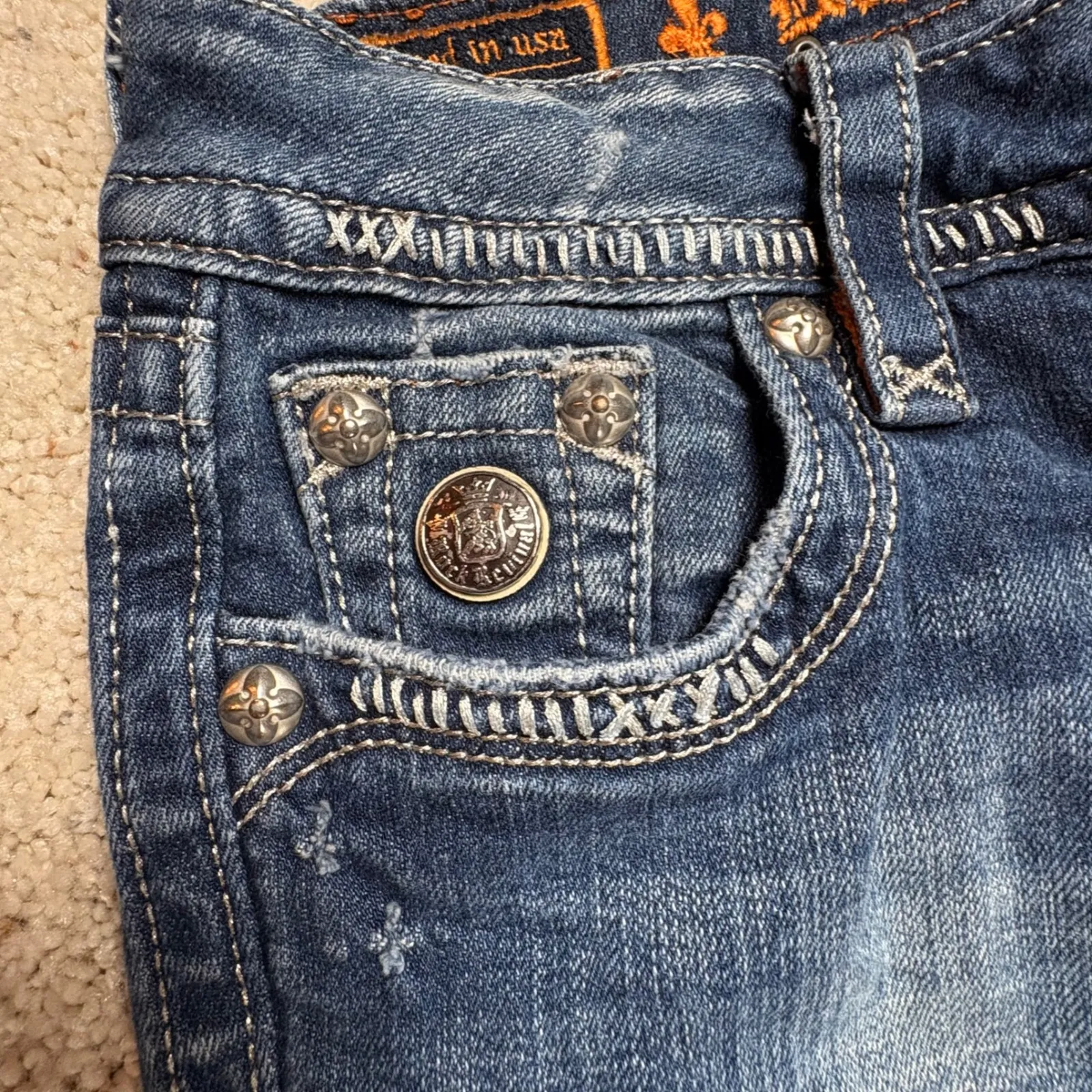 Rock Revival Buckle Bootcut Jeans Women's 27 Embellished Thick Stitch Y2K denim - Image 6