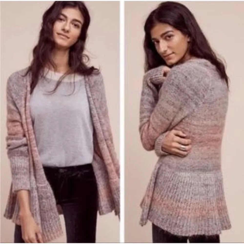 Anthropologie Knitted & Knotted Cody Mohair Wool Ruffle Peplum Cardigan Large - Image 2