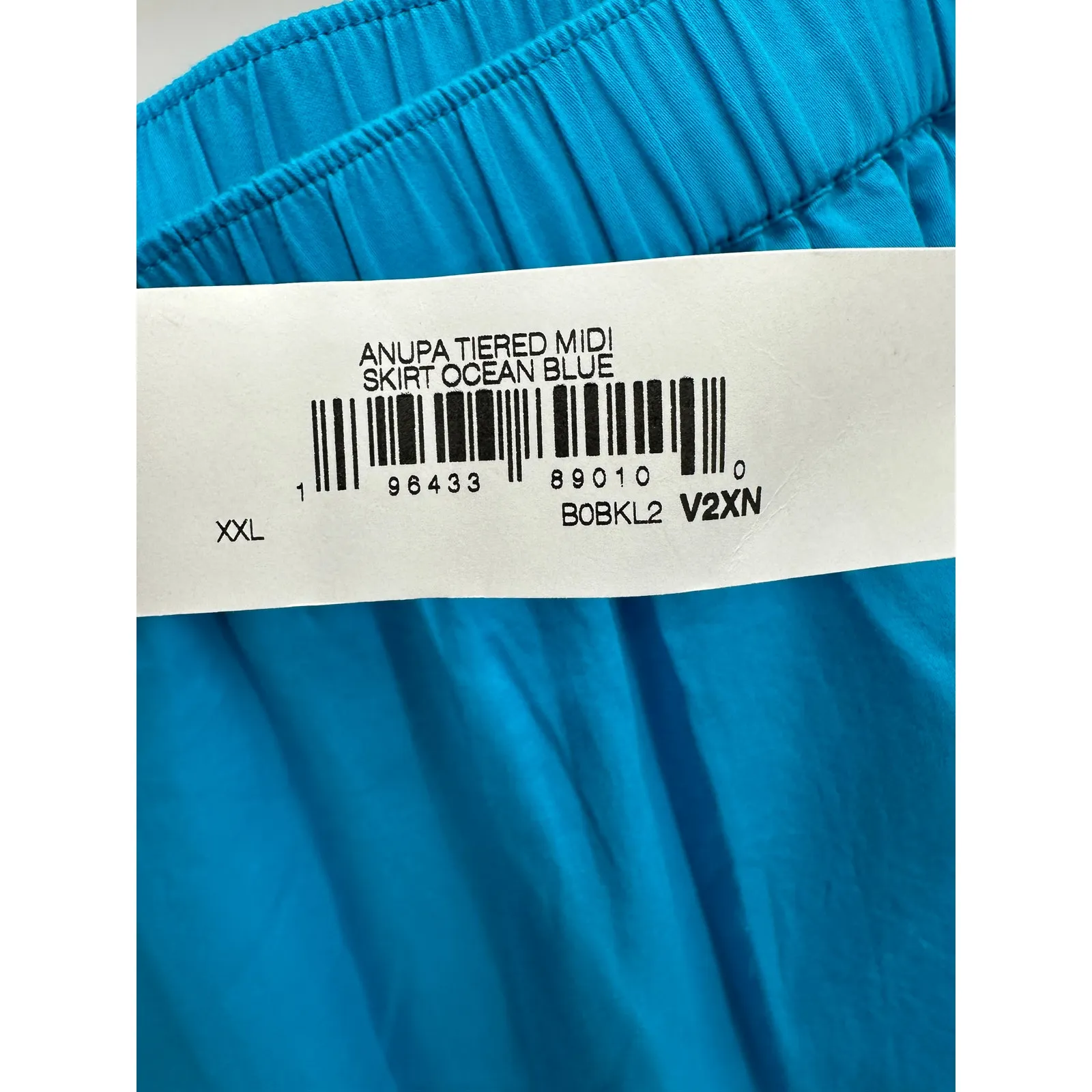 The Drop Ocean Blue Anupa Cotton Tiered Midi Skirt Pockets‎ Womens XXL NWT - Image 8