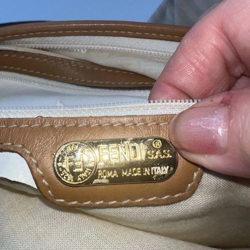 Fendi RARE Pequin Stripe Coated Canvas Cream Shoulder Bag .**PLEASE READ DESCRIP - Image 15