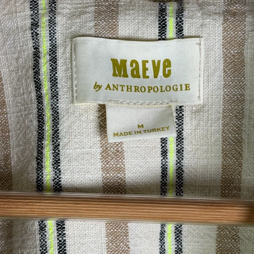 Maeve by Anthropologie Women’s Textured Cotton Stripe Blazer Jacket Relaxed Sz M - Image 4