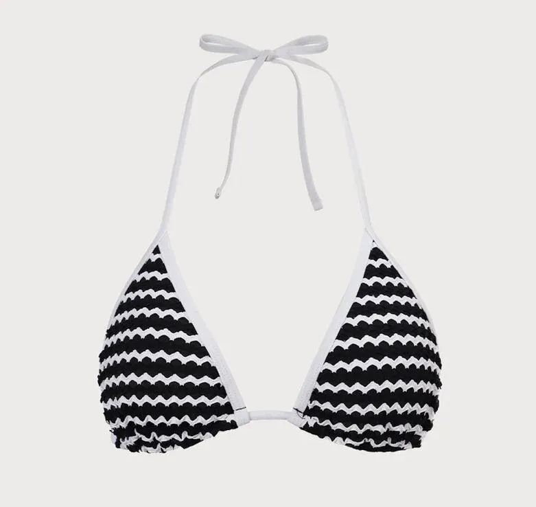 BERLOOK Black Geometric Textured Halter Bikini Top ONLY 77 Size M - Image 7