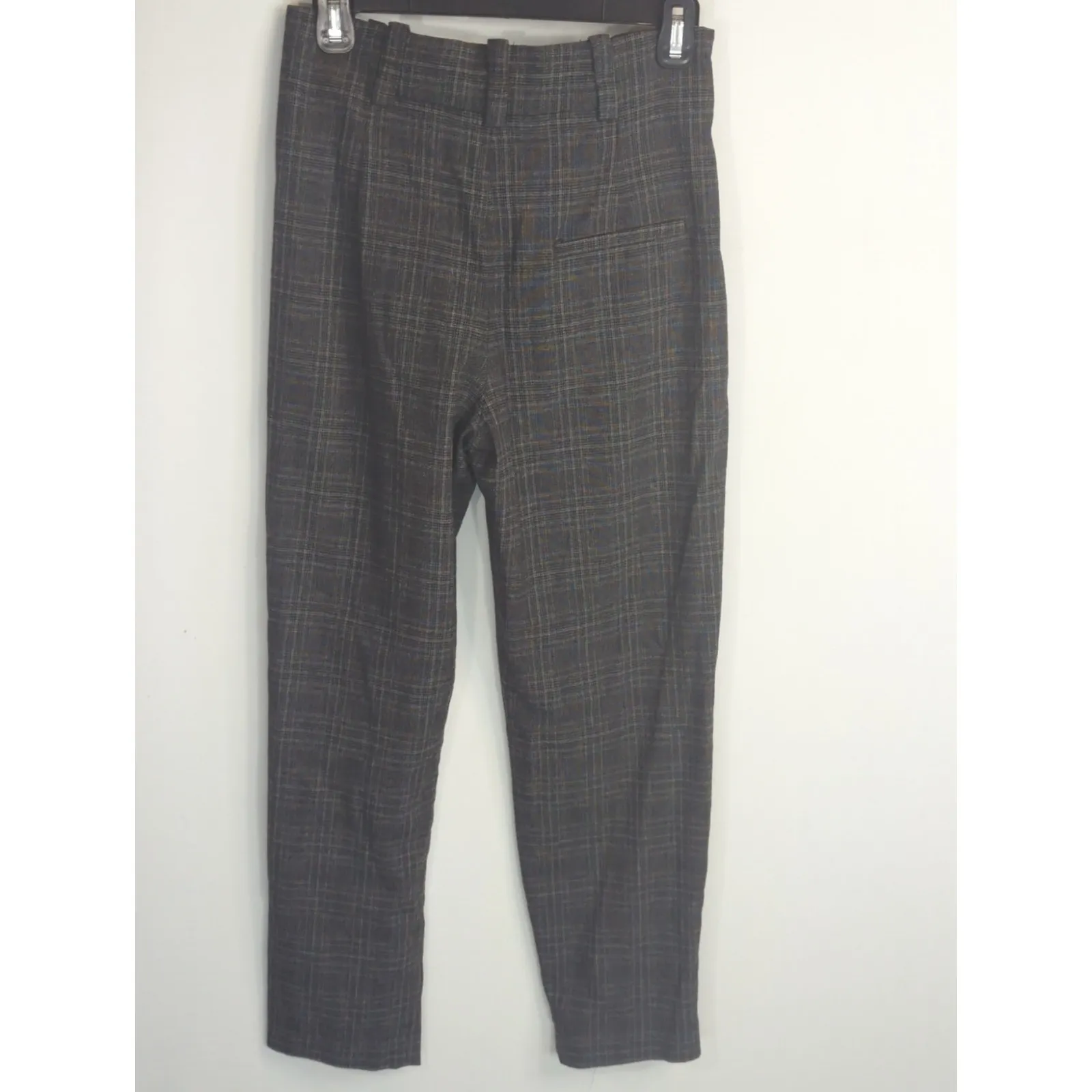 Zara Gray Plaid Pleated Hi Rise Pants‎ Women's  XS Preppy Academia Modest - Image 6