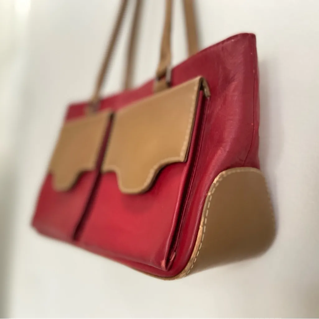Red Sagian Leather Shoulder Bag - Image 2