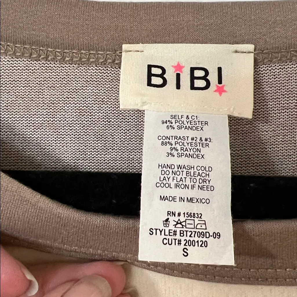 BiBi Brown and Cream Striped Long Sleeve Top - Image 2