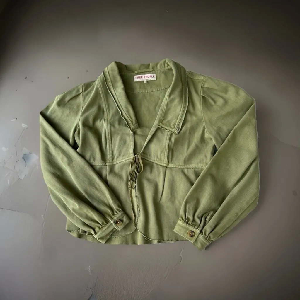 Free People Jacket Katrina Bed Jacket Moss Green Size Small - Image 3