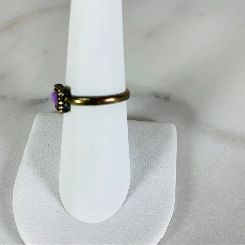 Bronze Antique Gold Romantic Square Ring Sz 6.75 - Image 4