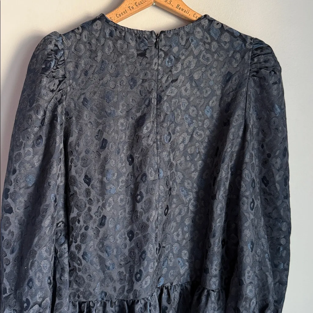 Never Fully Dressed Navy Leopard Jacquard Mini Dress 4 Blue - Image 12