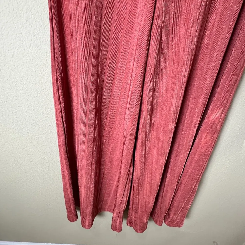 FREE PEOPLE Ribbed Slinky Pull On Wide Leg Pants Trousers Size Small - Image 5