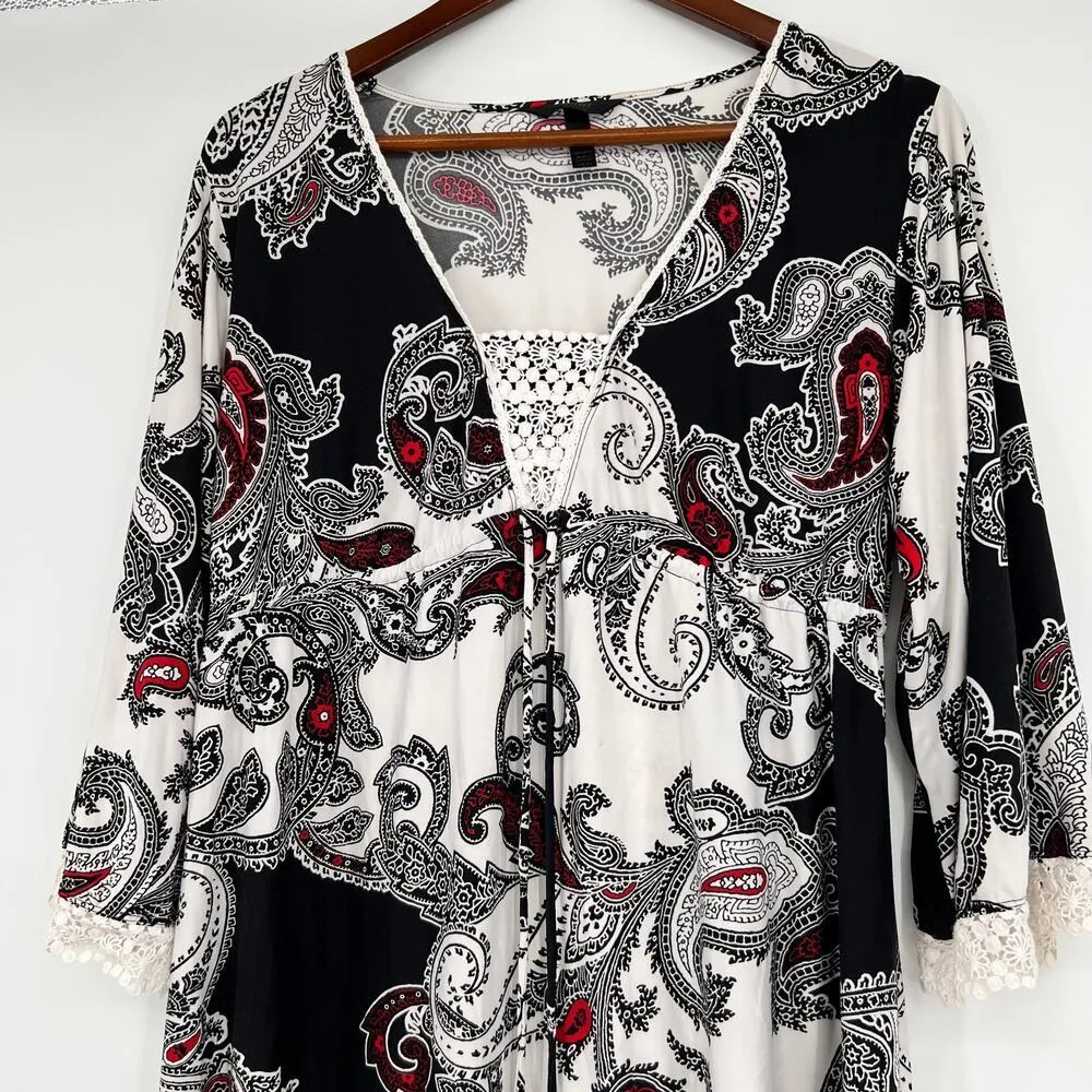 Soma Intimates Fantasia Angel Paisley Short sleeve Short Lounge PJ Dress small - Image 2