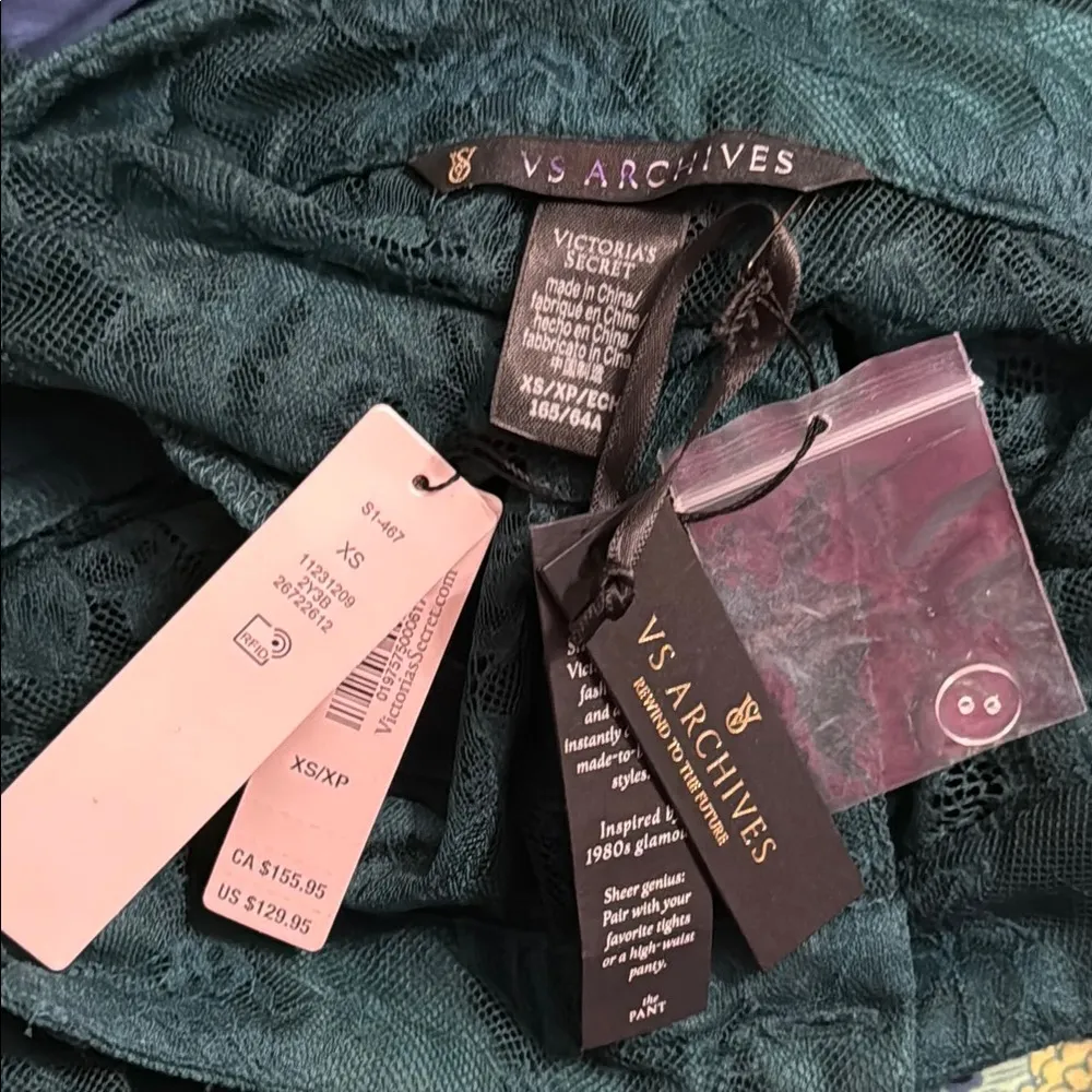 💙💖 NWT Victoria's Secret Archives Rose Lace High Waist Pants in Deepest Green - Image 5