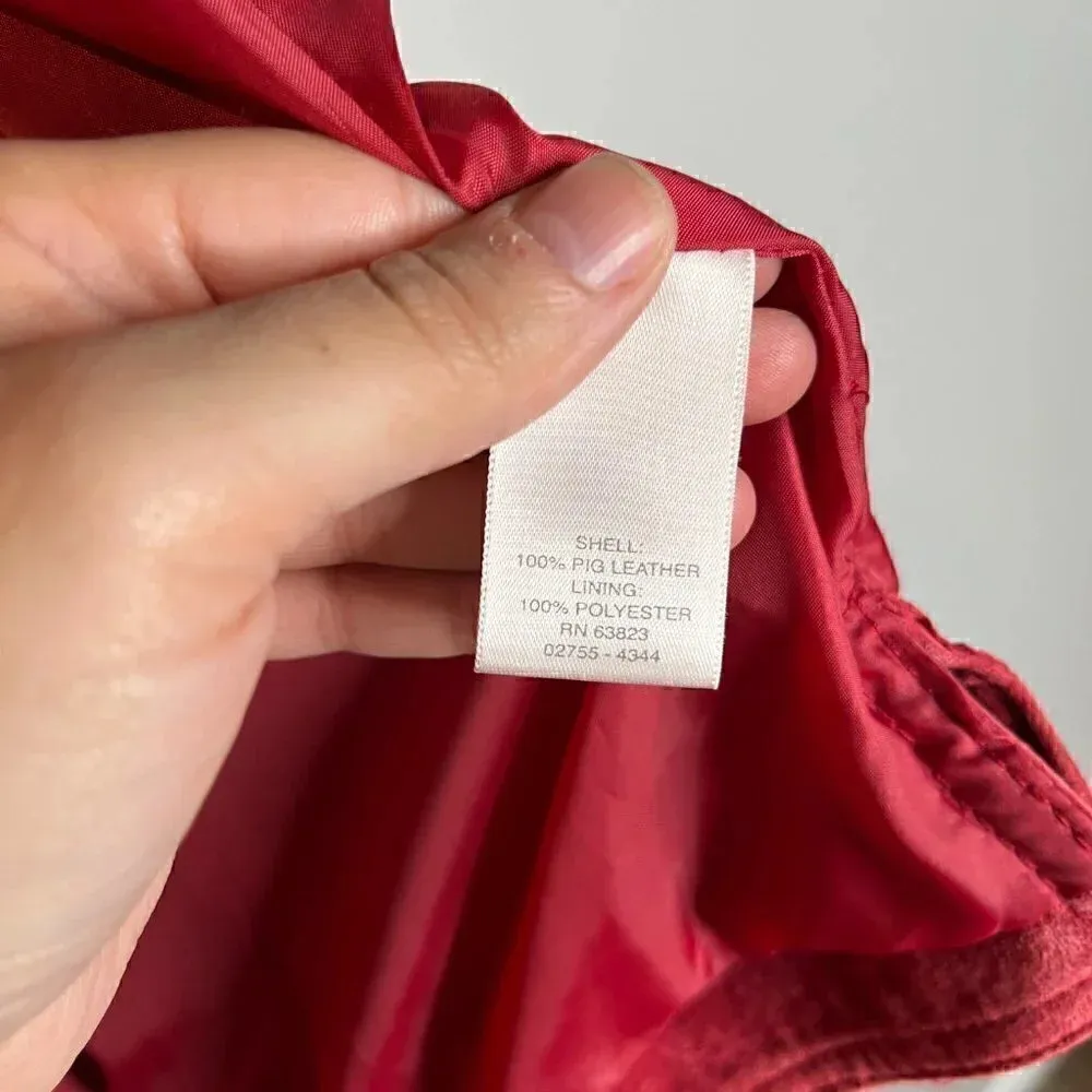 Vintage red suede leather snap up jacket Size M - Image 5