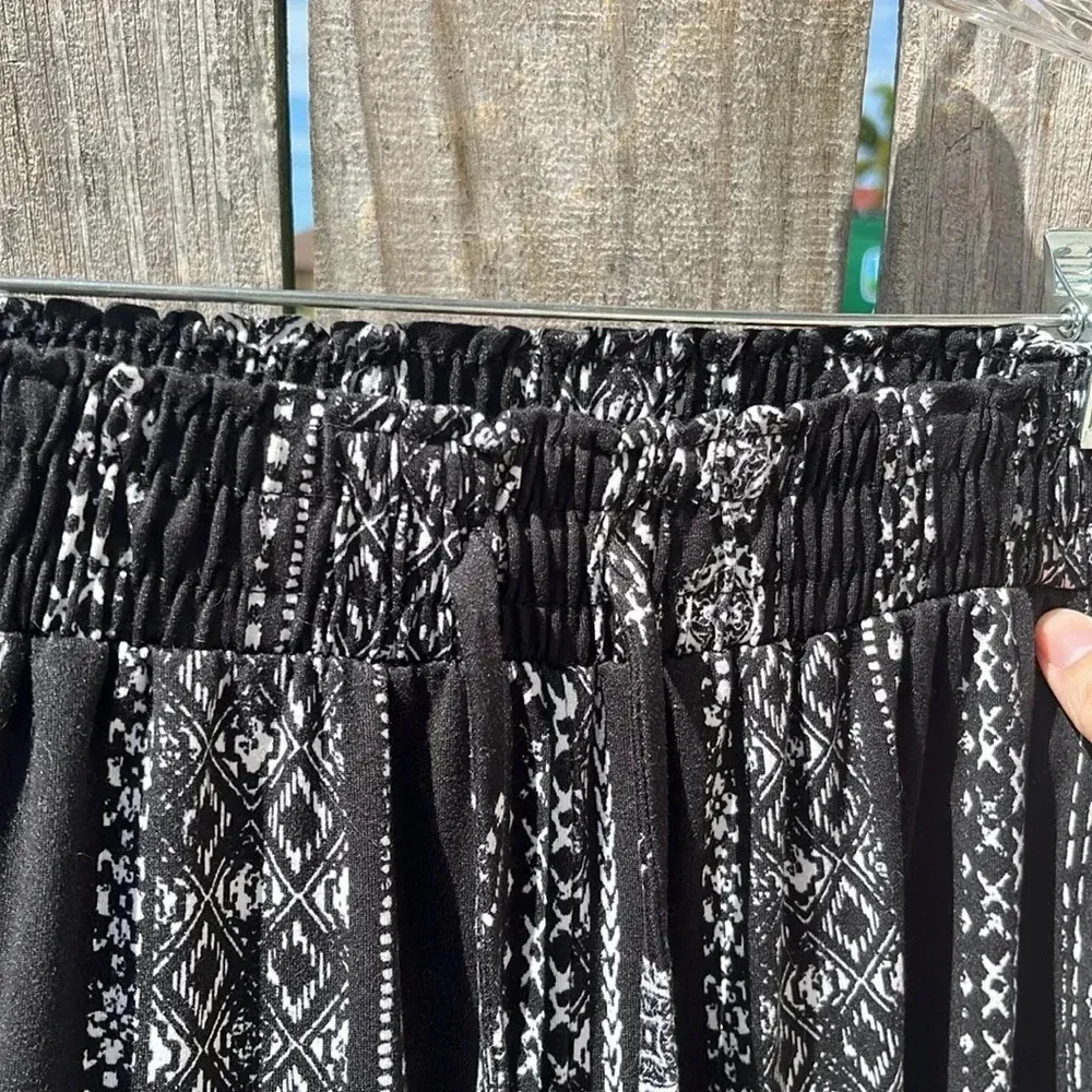 Joe B Medium boho pants black white pants stretchy drawstring lightweight comfortable - Image 6