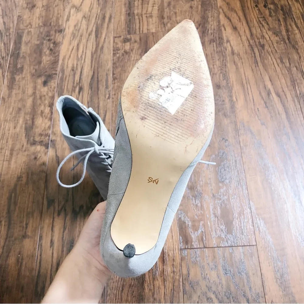 Something Navy • Orchid Lace Up Booties grey suede leather ankle boot stiletto - Image 9