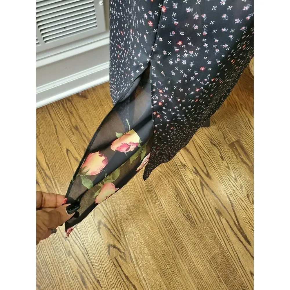 Impressions Women Black Floral Reversible Scoop Neck Sleeveless Long Maxi Dress - Image 4