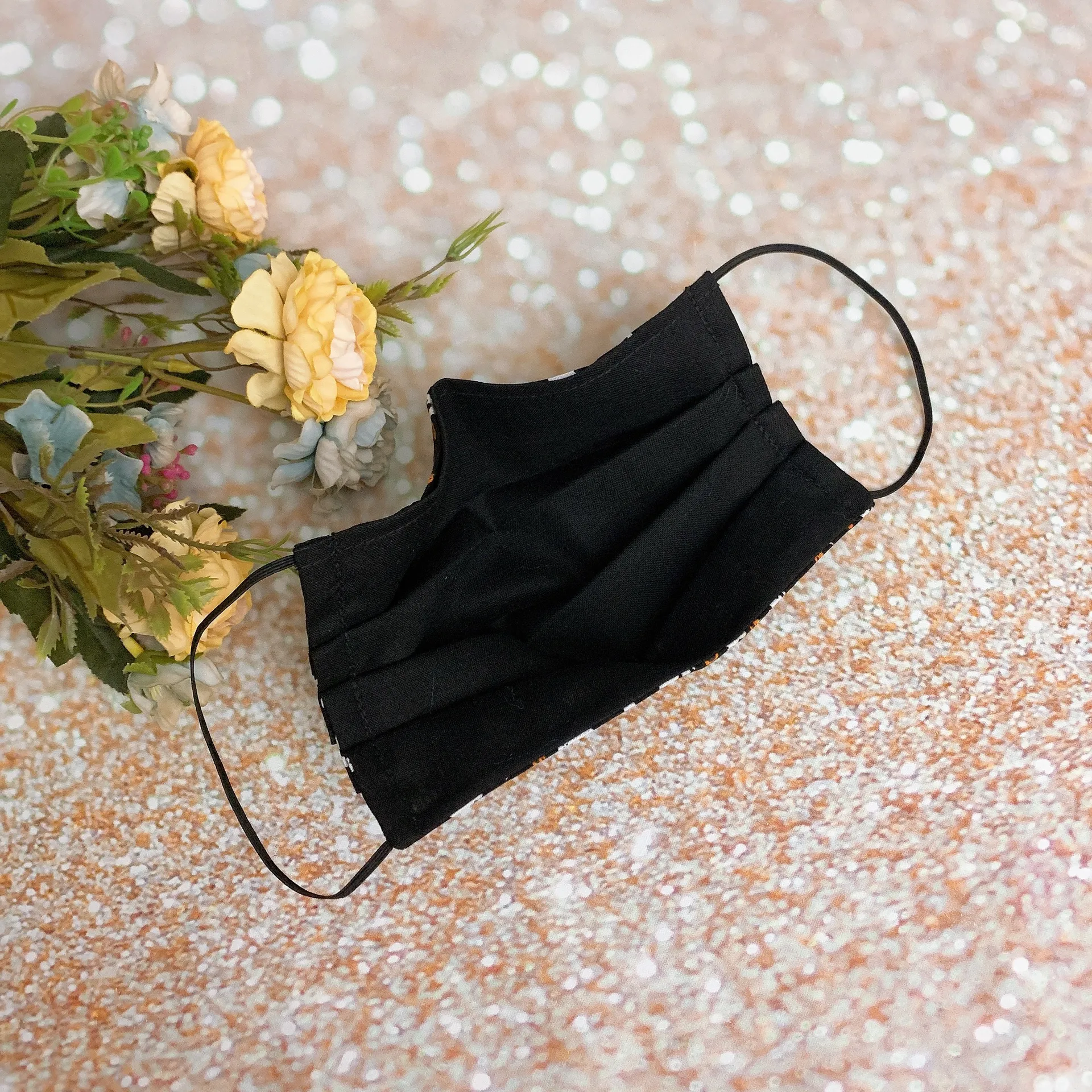 Ghost and pumpkins premium cotton face mask Black - Image 3