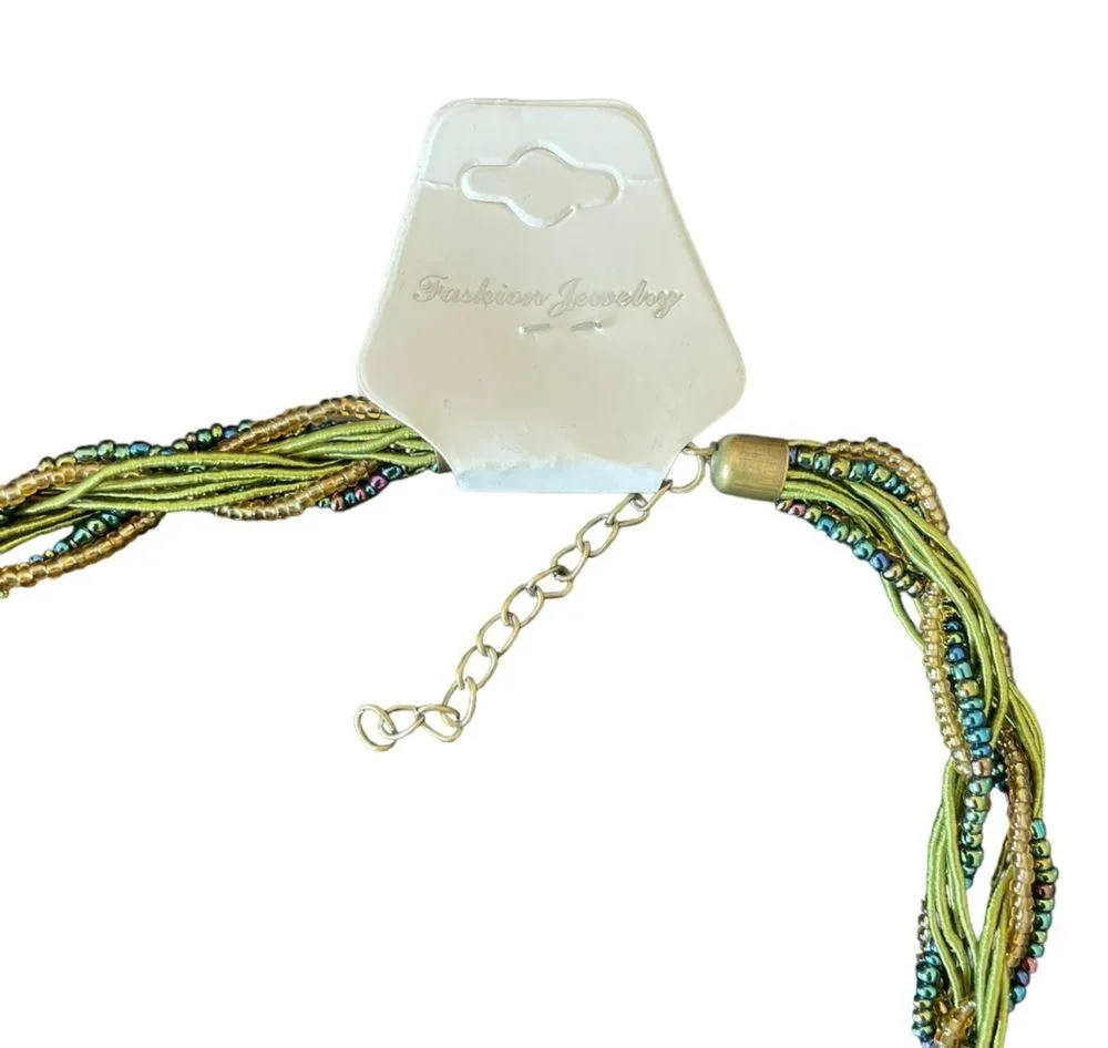 Peacock Faux Crystal Beaded Necklace Statement Fashion Jewelry NWT - Image 7